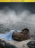 A wicker baby basket on a grey and rocky shore. A blue cloth hangs out of the basket. Out in the water, the remains of a wreck list and sink.